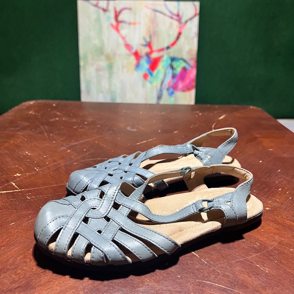Earth Origins Belle Brielle Moroccan Blue Leather Fisherman Sandals 8M 20198